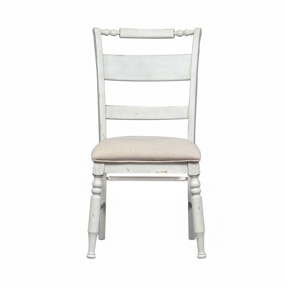 Whitney 6 Piece Trestle Table Set - Antique Linen w/ Weathered Gray