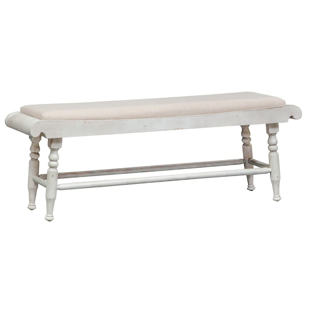 Whitney 6 Piece Trestle Table Set - Antique Linen w/ Weathered Gray