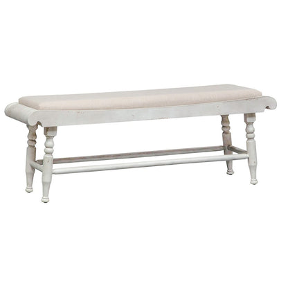 Whitney 6 Piece Trestle Table Set - Antique Linen w/ Weathered Gray