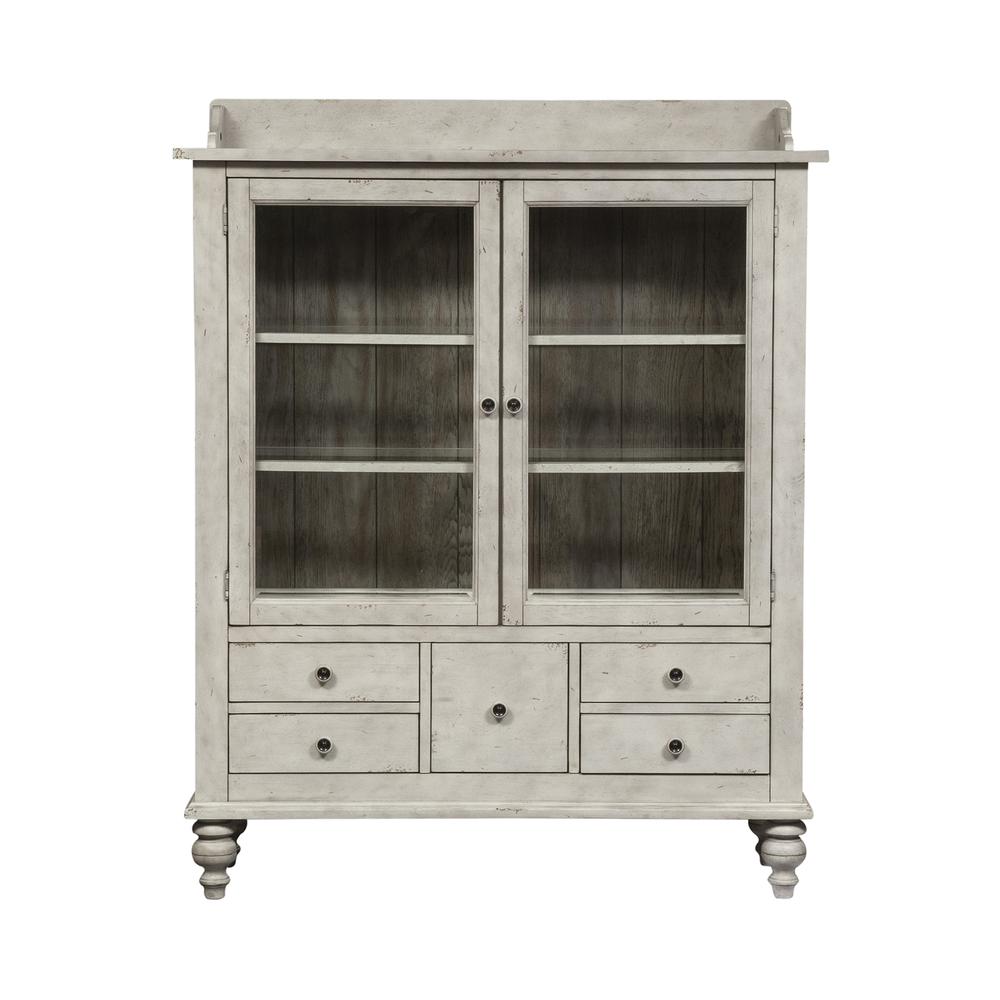 Whitney Display Cabinet in Antique Linen w/ Weathered Gray