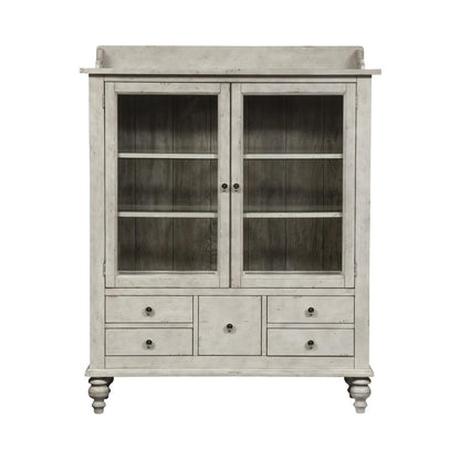 Whitney Display Cabinet in Antique Linen w/ Weathered Gray