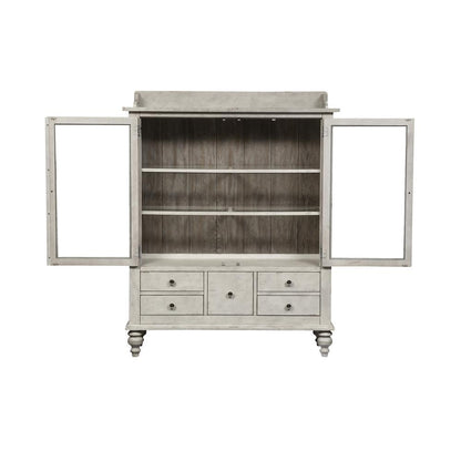 Whitney Display Cabinet in Antique Linen w/ Weathered Gray