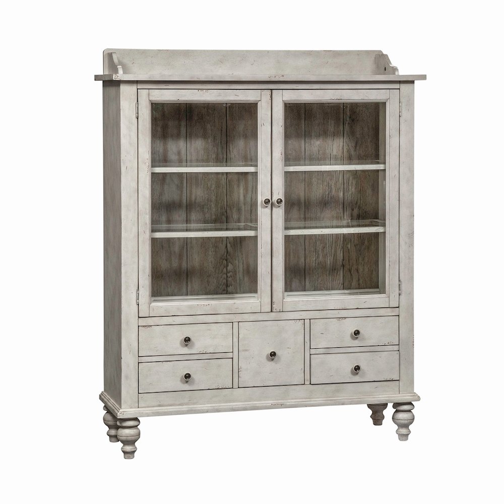 Whitney Display Cabinet in Antique Linen w/ Weathered Gray