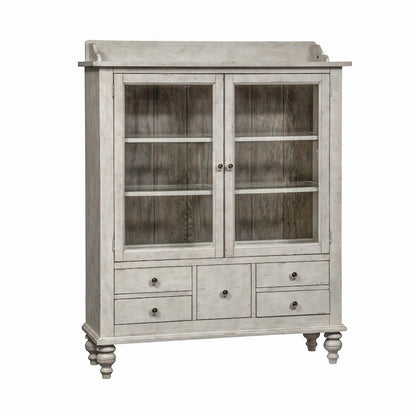 Whitney Display Cabinet in Antique Linen w/ Weathered Gray
