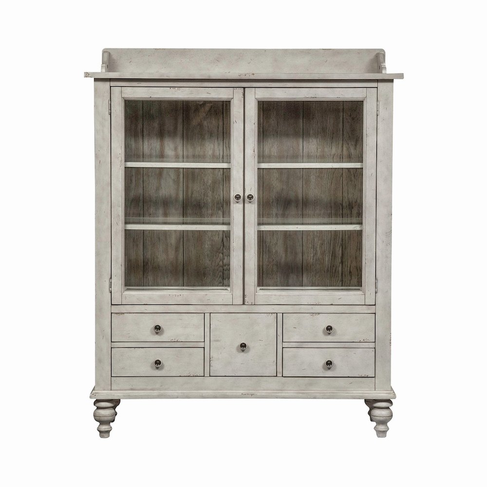 Whitney Display Cabinet in Antique Linen w/ Weathered Gray