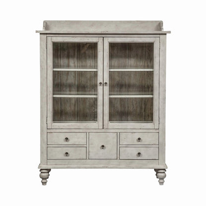 Whitney Display Cabinet in Antique Linen w/ Weathered Gray