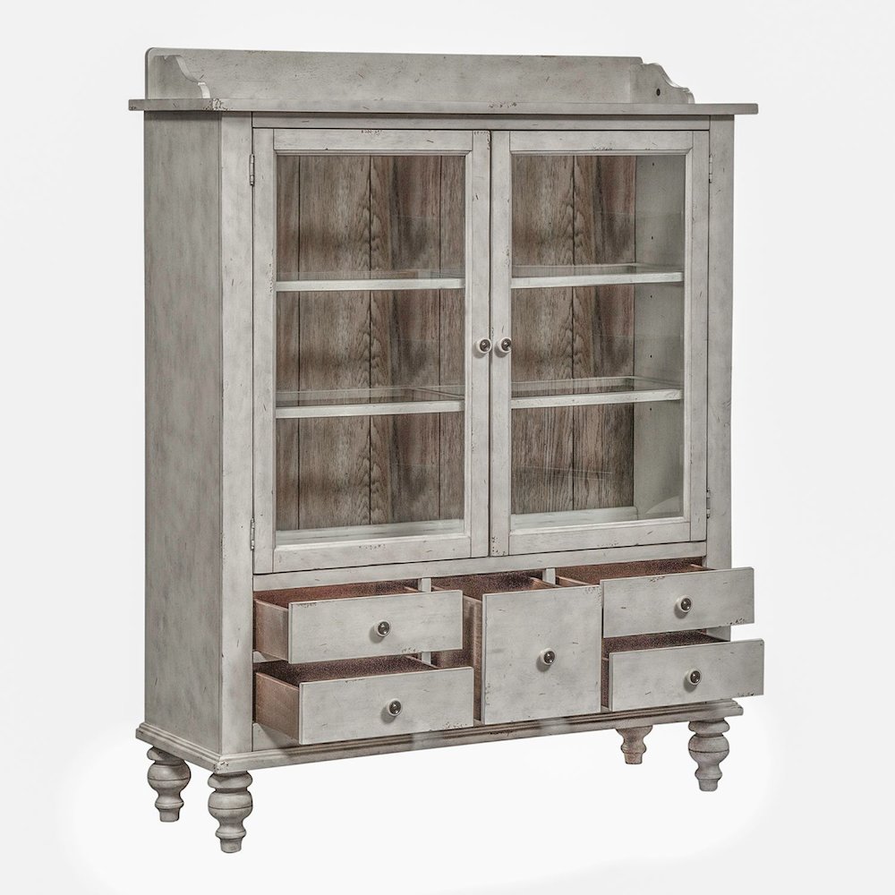 Whitney Display Cabinet in Antique Linen w/ Weathered Gray