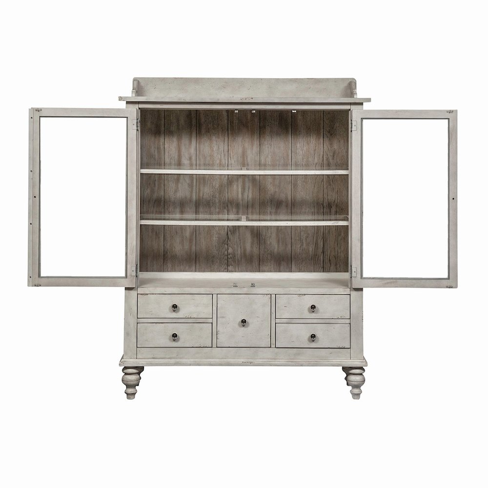 Whitney Display Cabinet in Antique Linen w/ Weathered Gray