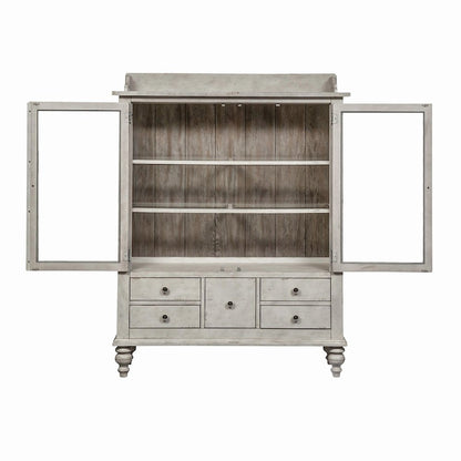 Whitney Display Cabinet in Antique Linen w/ Weathered Gray
