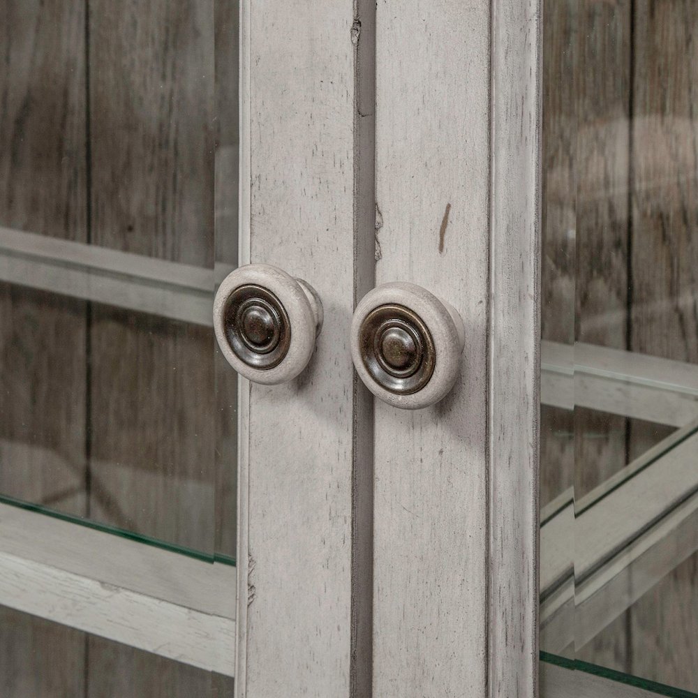 Whitney Display Cabinet in Antique Linen w/ Weathered Gray