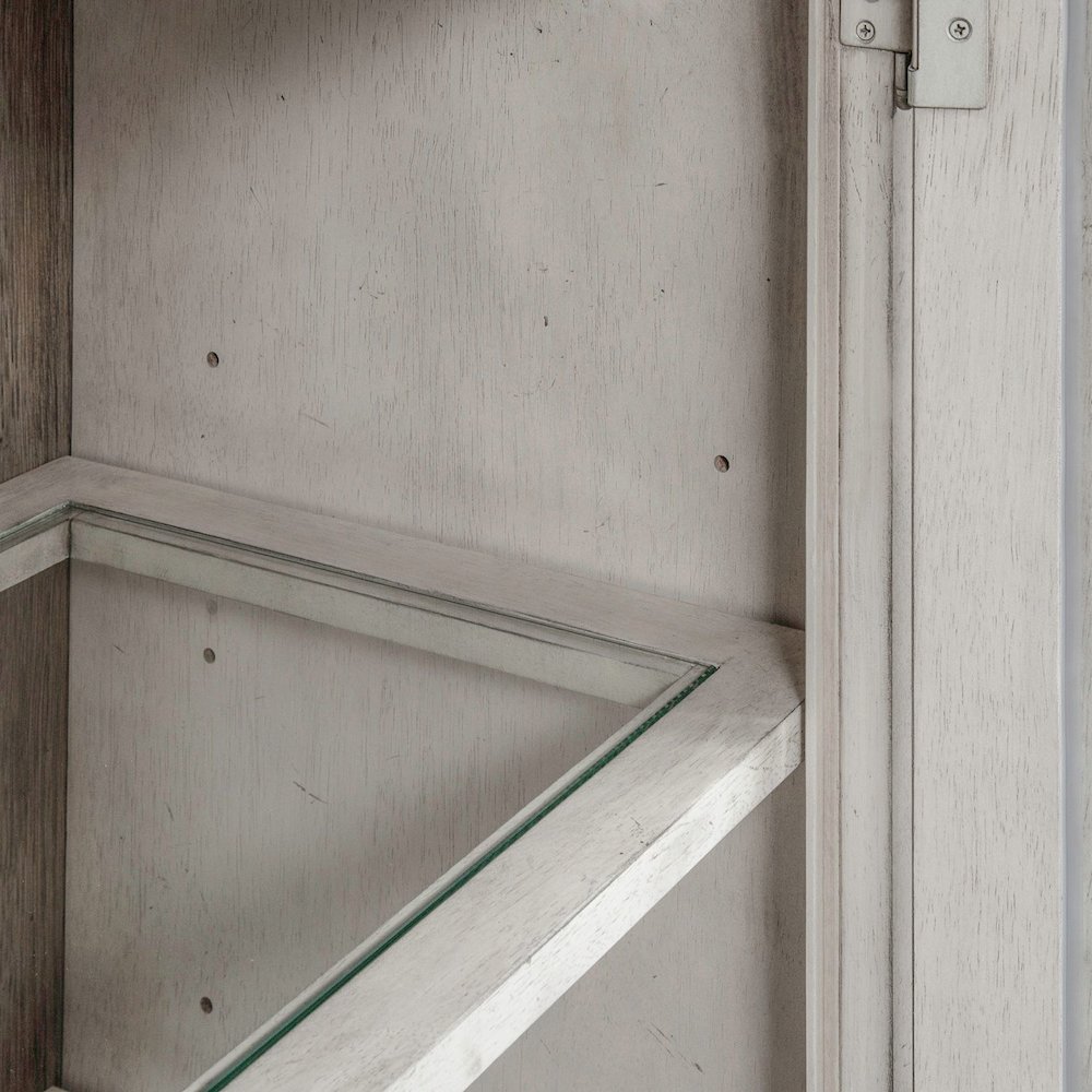 Whitney Display Cabinet in Antique Linen w/ Weathered Gray