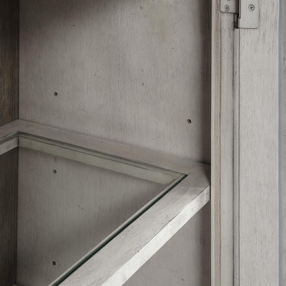 Whitney Display Cabinet in Antique Linen w/ Weathered Gray