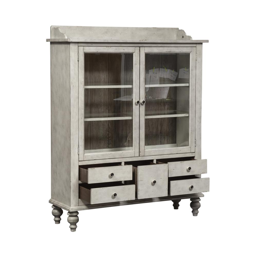 Whitney Display Cabinet in Antique Linen w/ Weathered Gray
