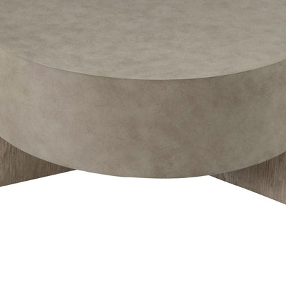 Affinity Round Cocktail Table for Living Room - Dusty Taupe Faux Concrete Tops