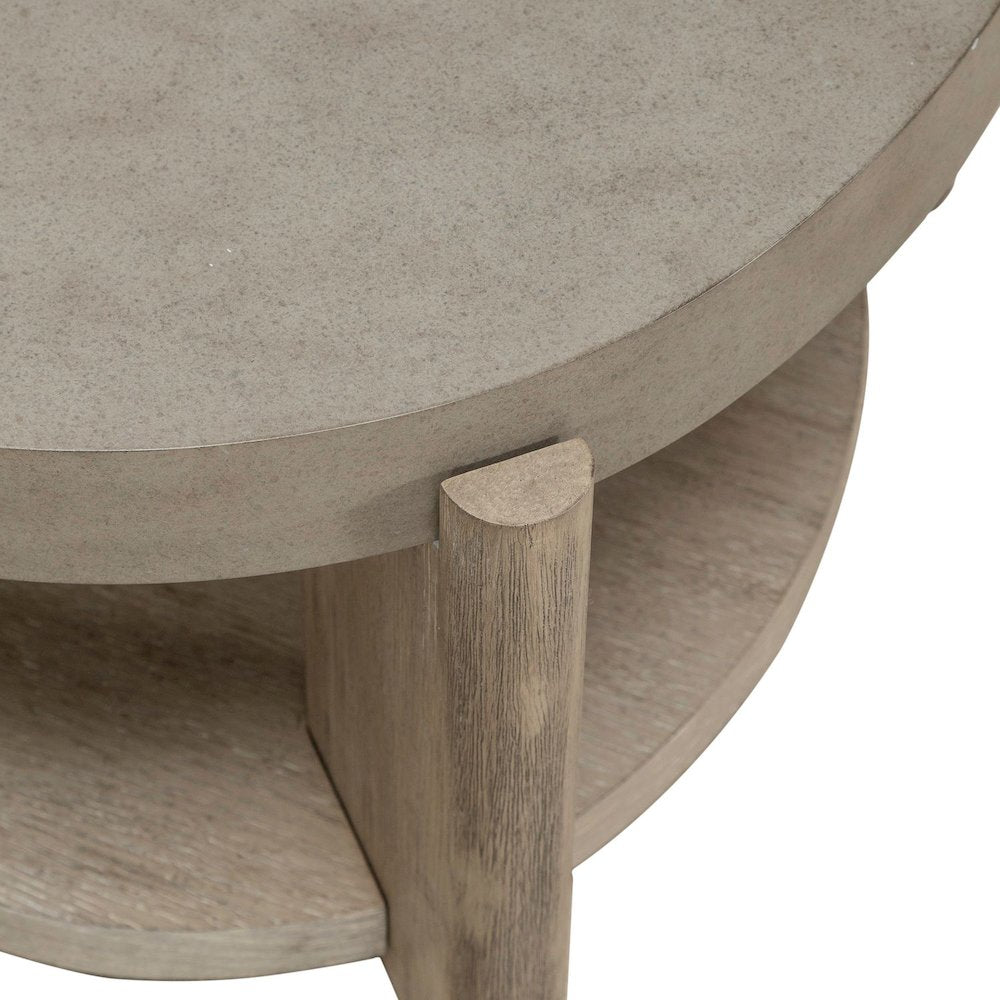 Affinity Oval Cocktail Table with Casters Dusty Taupe Faux Concrete Tops