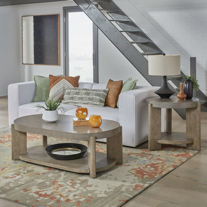 Affinity Opt 3 Piece Set - Oval Cocktail Table, 2 End Tables - Dusty Taupe Faux