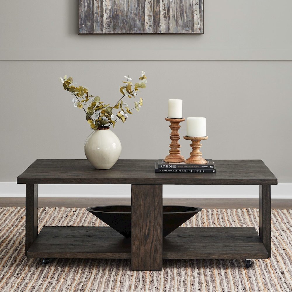 Harrison Cocktail Table for Living Room - Espresso Brown Oak