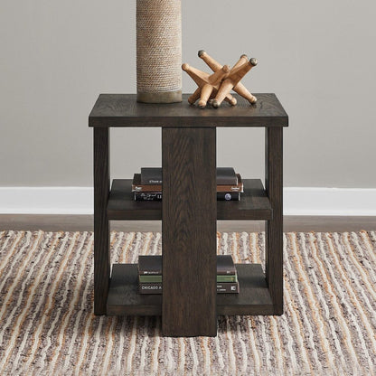 Harrison End Table for Living Room - Espresso Brown Oak