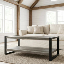 Gray Coffee Table, Solid and Manufactured Wood Frame, Contemporary Design