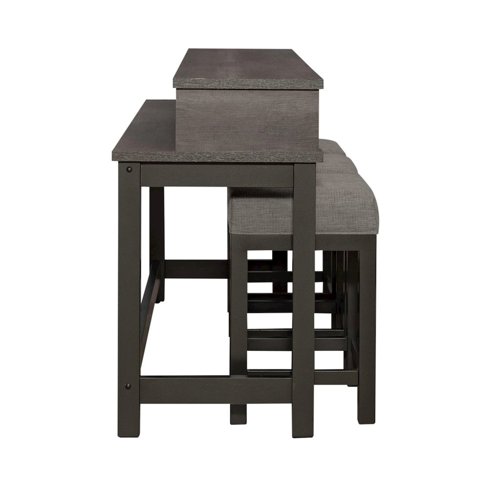 4 Pc Console Table Set with 3 Stools - AC USB Charging Station - Graystone