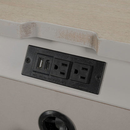 New Haven Nightstand with AC USB Charging Ports Station - Sanctuary White