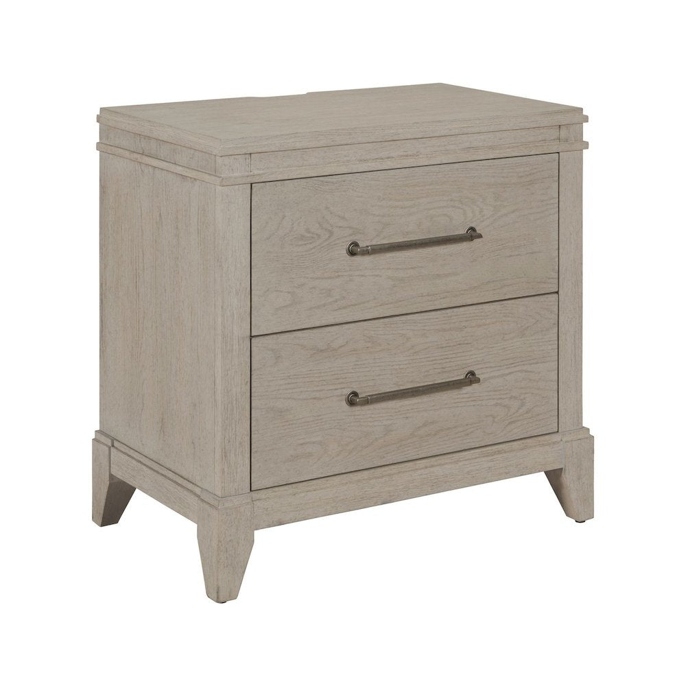 New Haven Nightstand with AC USB Charging Ports Station - Sanctuary White
