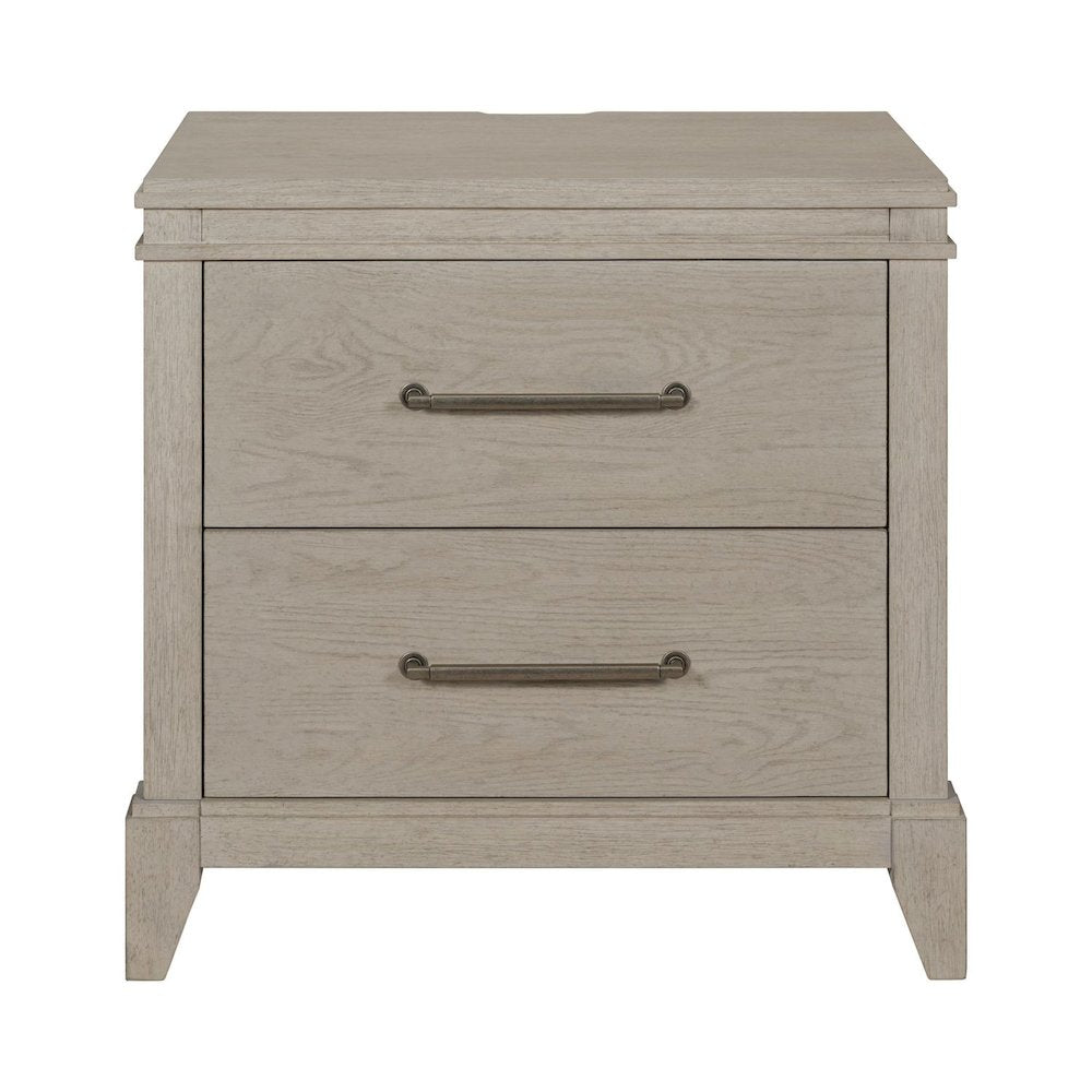 New Haven Nightstand with AC USB Charging Ports Station - Sanctuary White