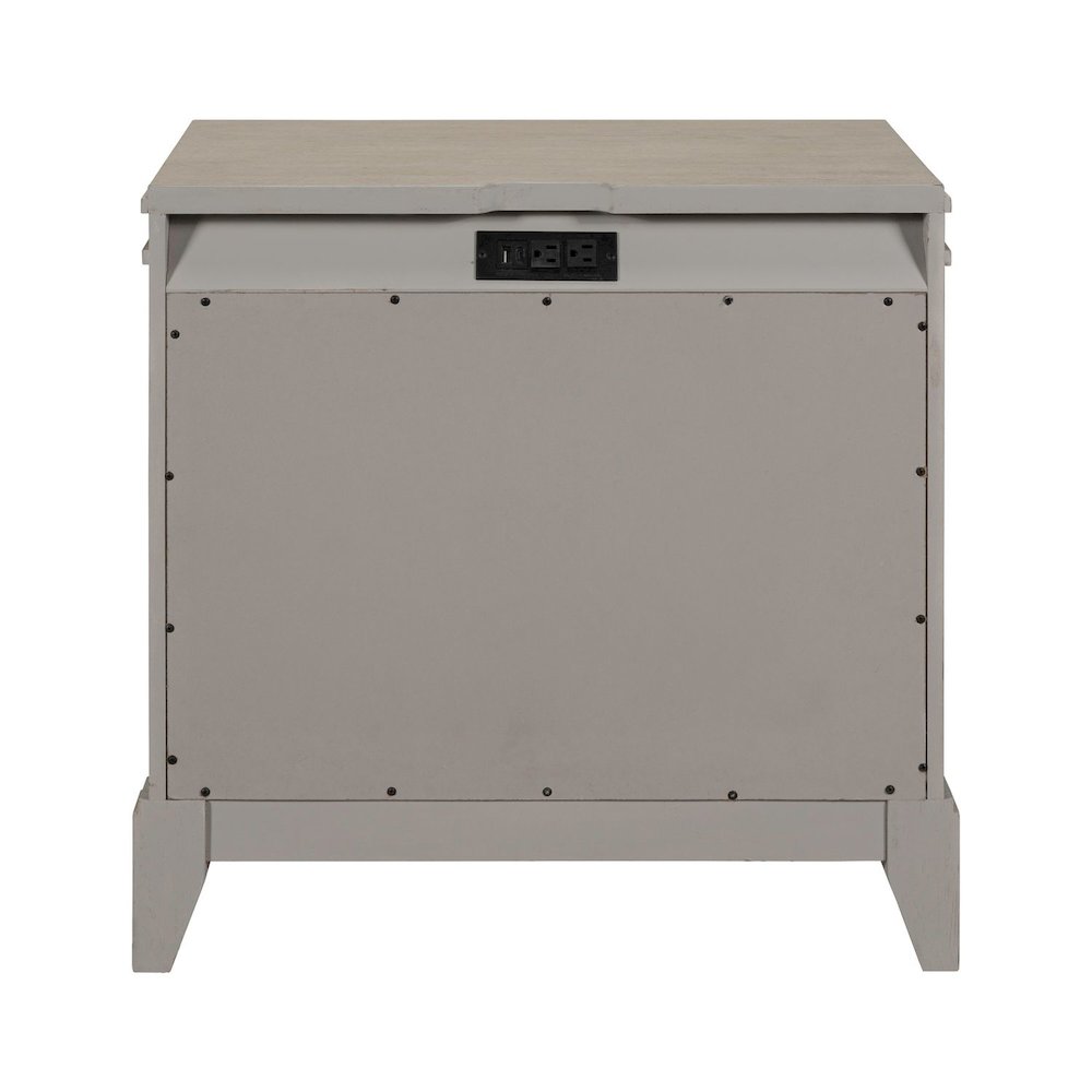 New Haven Nightstand with AC USB Charging Ports Station - Sanctuary White