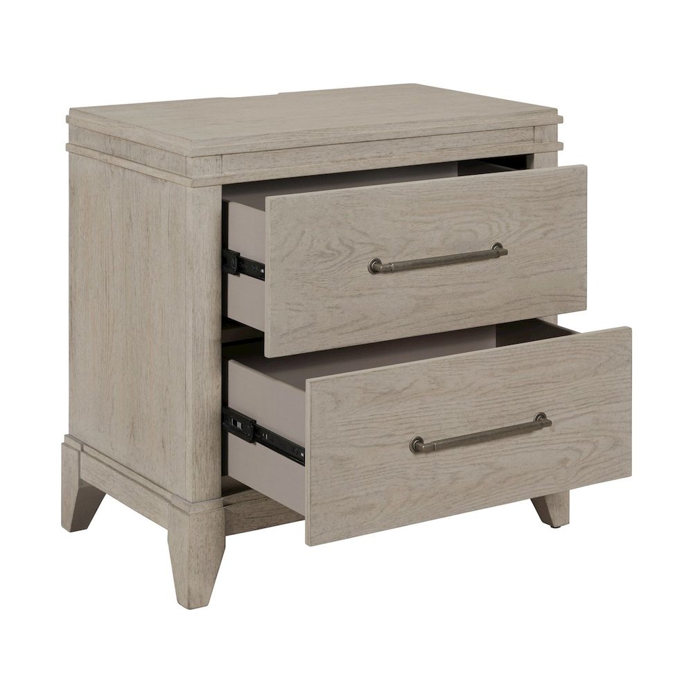 New Haven Nightstand with AC USB Charging Ports Station - Sanctuary White
