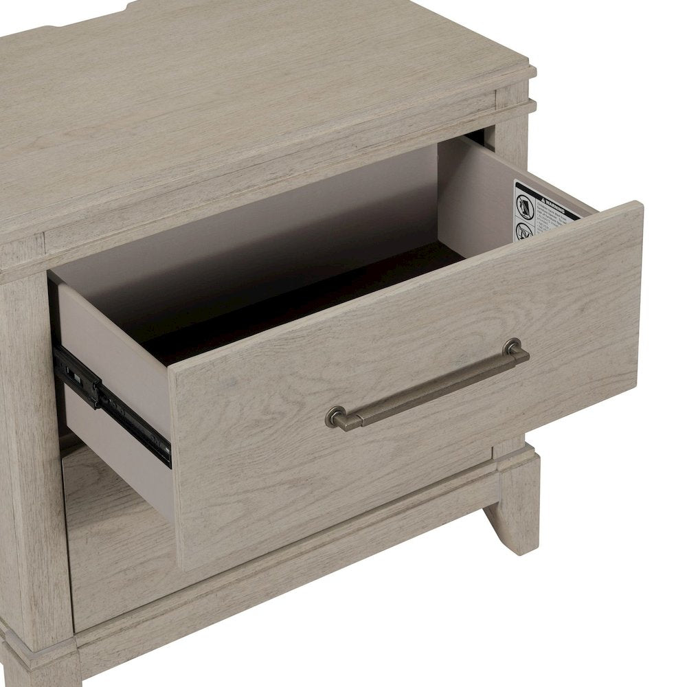 New Haven Nightstand with AC USB Charging Ports Station - Sanctuary White