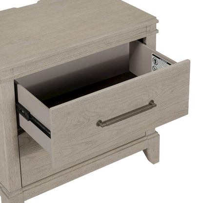 New Haven Nightstand with AC USB Charging Ports Station - Sanctuary White