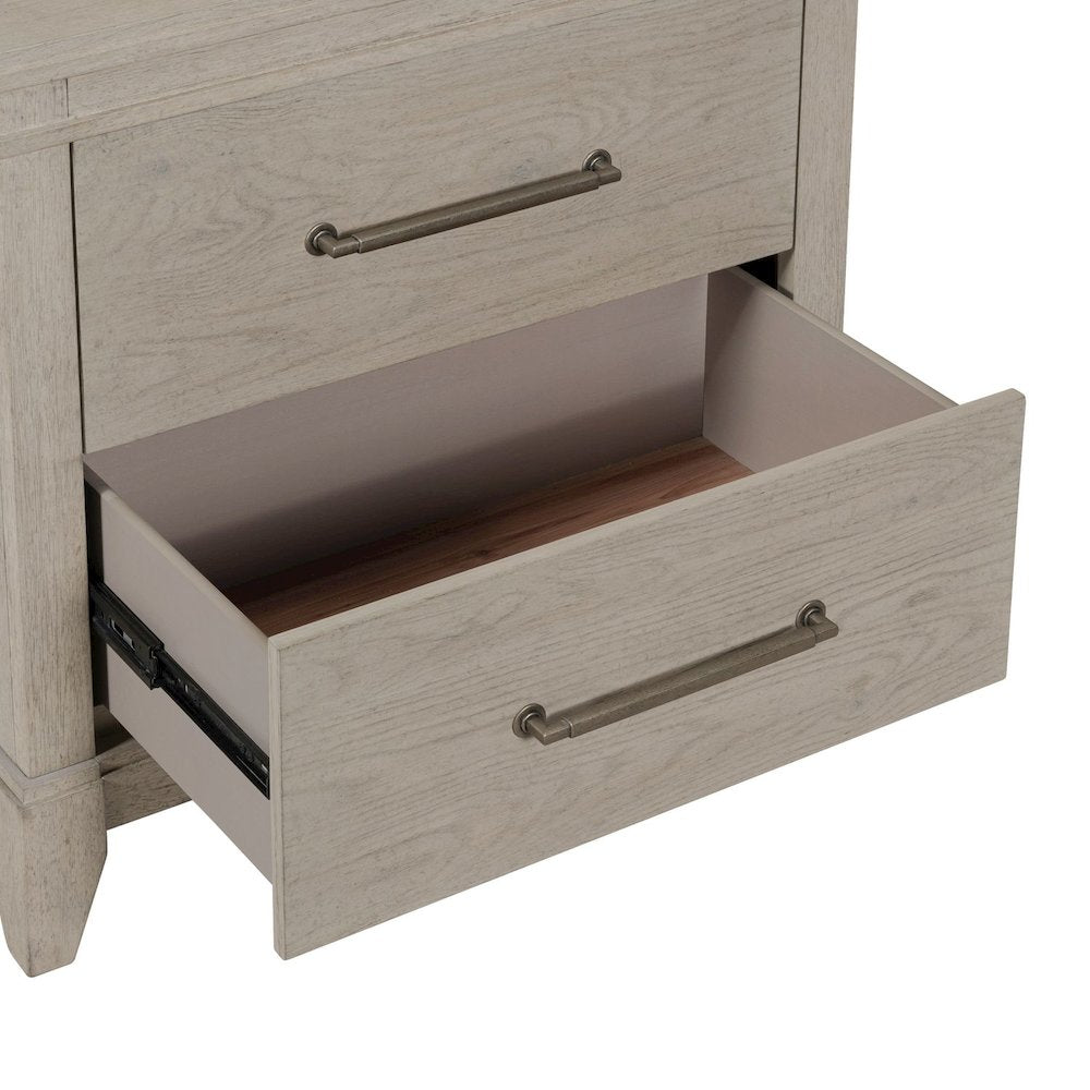 New Haven Nightstand with AC USB Charging Ports Station - Sanctuary White