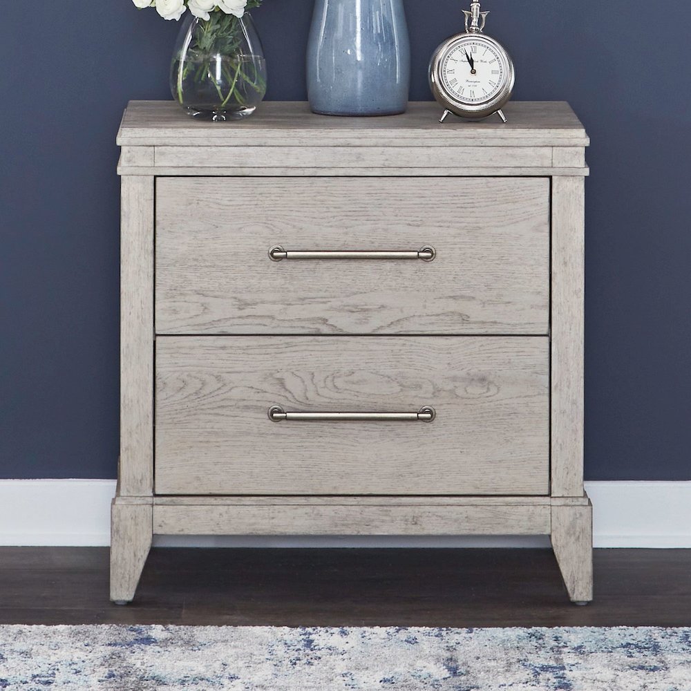 New Haven Nightstand with AC USB Charging Ports Station - Sanctuary White
