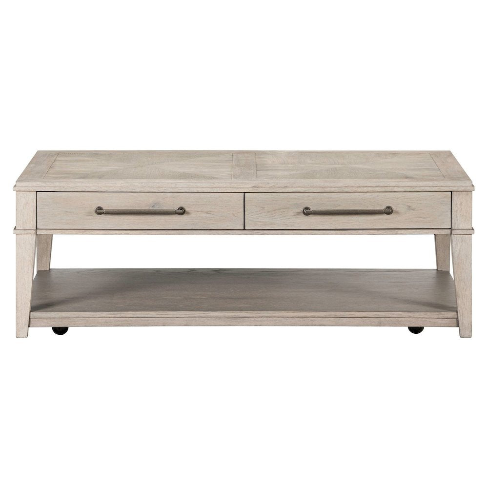 Rectangular Drawer Cocktail Table for Living Room - Sanctuary White Oak Wood