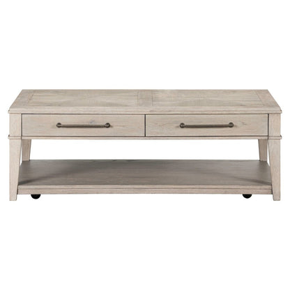 Rectangular Drawer Cocktail Table for Living Room - Sanctuary White Oak Wood