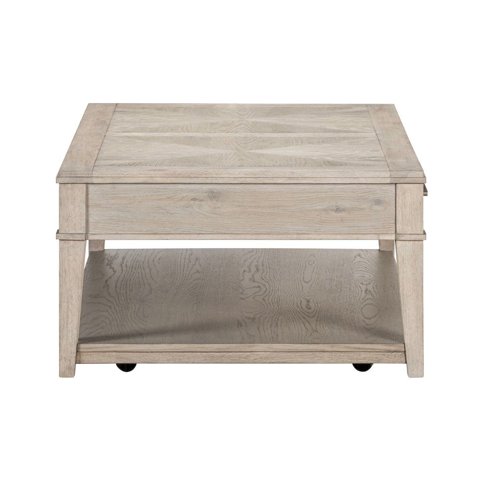 Rectangular Drawer Cocktail Table for Living Room - Sanctuary White Oak Wood