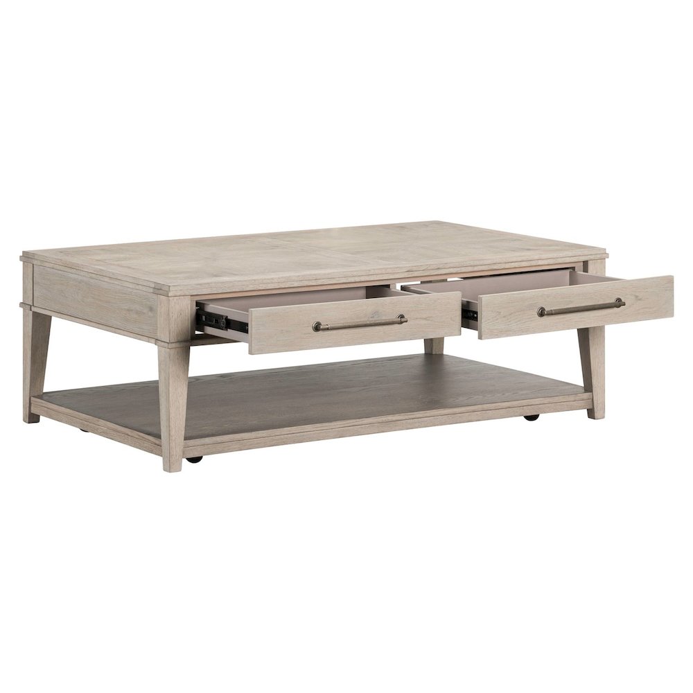 Rectangular Drawer Cocktail Table for Living Room - Sanctuary White Oak Wood