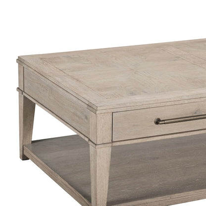 Rectangular Drawer Cocktail Table for Living Room - Sanctuary White Oak Wood