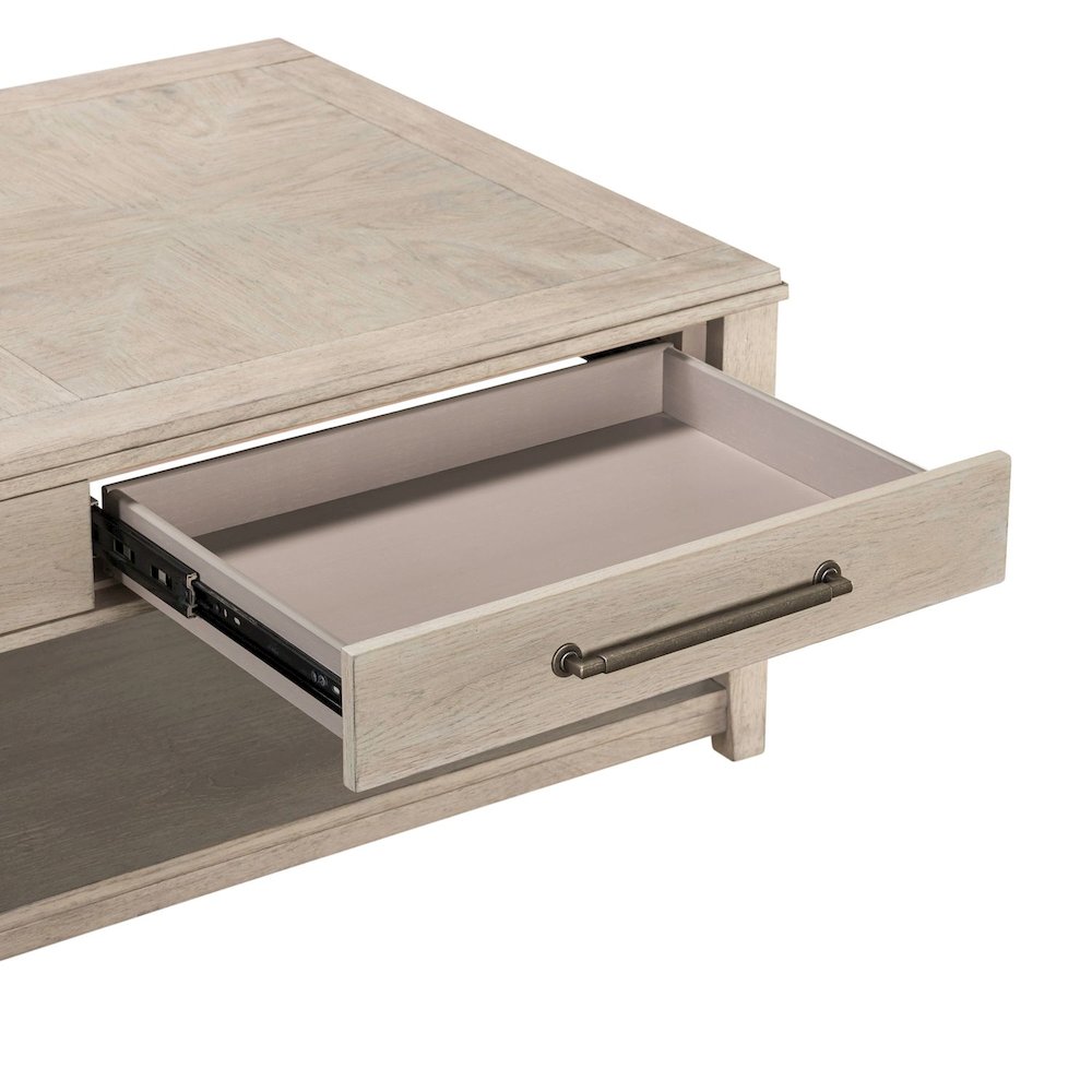 3 PcLiving Room Set Drawer Cocktail Table, 2 End Tables - White Oak Wood