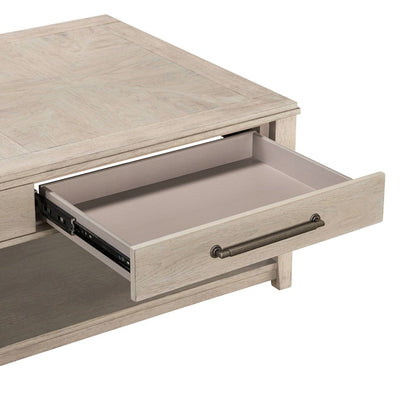 3 PcLiving Room Set Drawer Cocktail Table, 2 End Tables - White Oak Wood