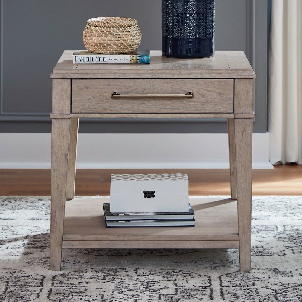 New Haven End Table for Living Room Traditional - Sanctuary White Oak Wood