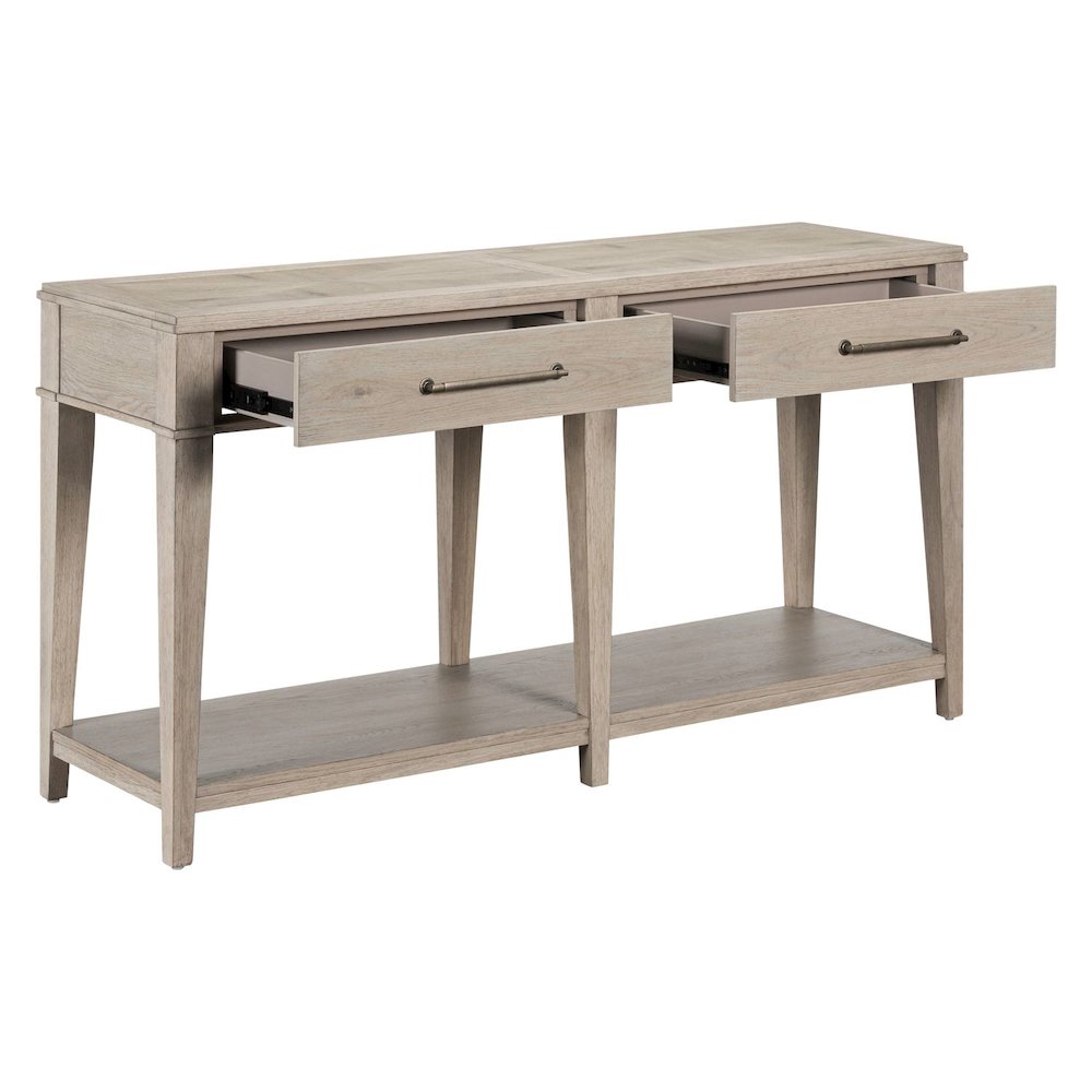 Sofa Table for Living Room Storage Traditional - Sanctuary White Oak Wood