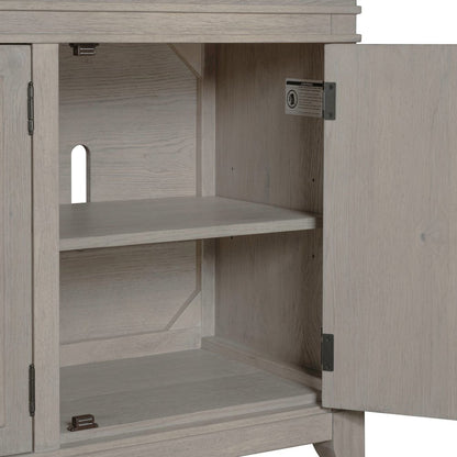 82 Inch Entertainment TV Console Adjustable Shelves - Sanctuary White Oak Wood
