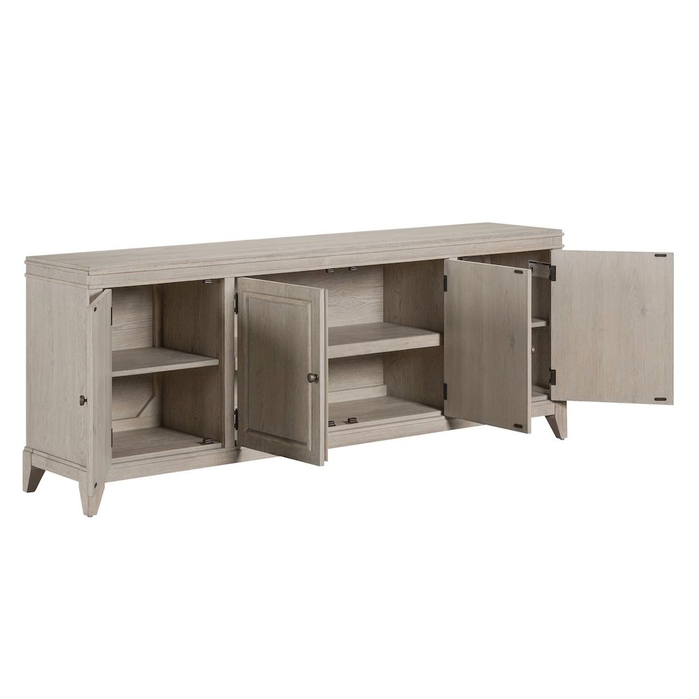 82 Inch Entertainment TV Console Adjustable Shelves - Sanctuary White Oak Wood