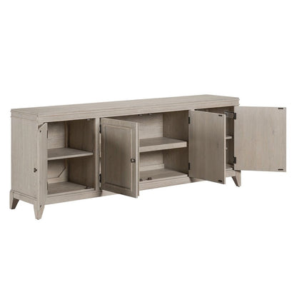 82 Inch Entertainment TV Console Adjustable Shelves - Sanctuary White Oak Wood