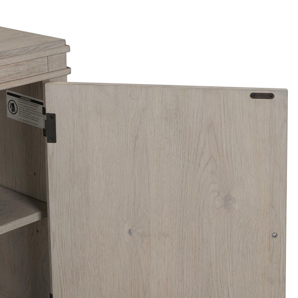 82 Inch Entertainment TV Console Adjustable Shelves - Sanctuary White Oak Wood
