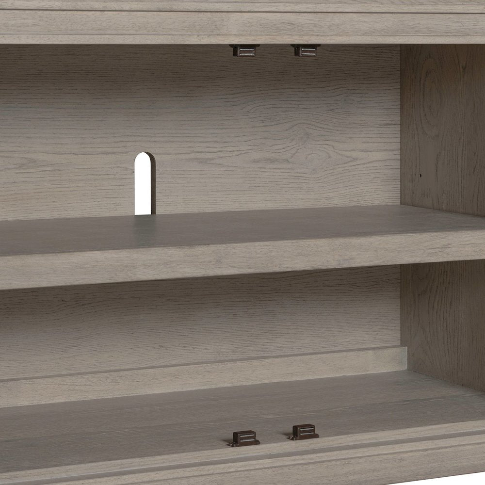 82 Inch Entertainment TV Console Adjustable Shelves - Sanctuary White Oak Wood