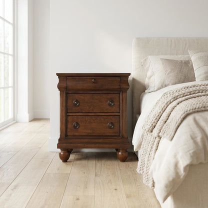 Rustic Cherry Nightstand with Traditional Style and Ample Storage