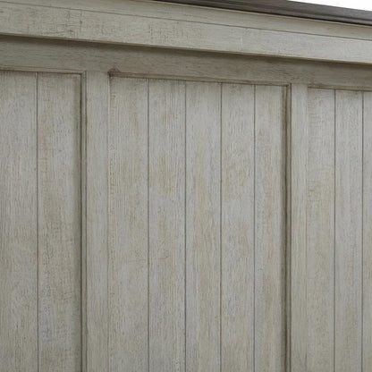 Weathered Linen Finish Headboard with Dusty Taupe Tops Wood Veneers