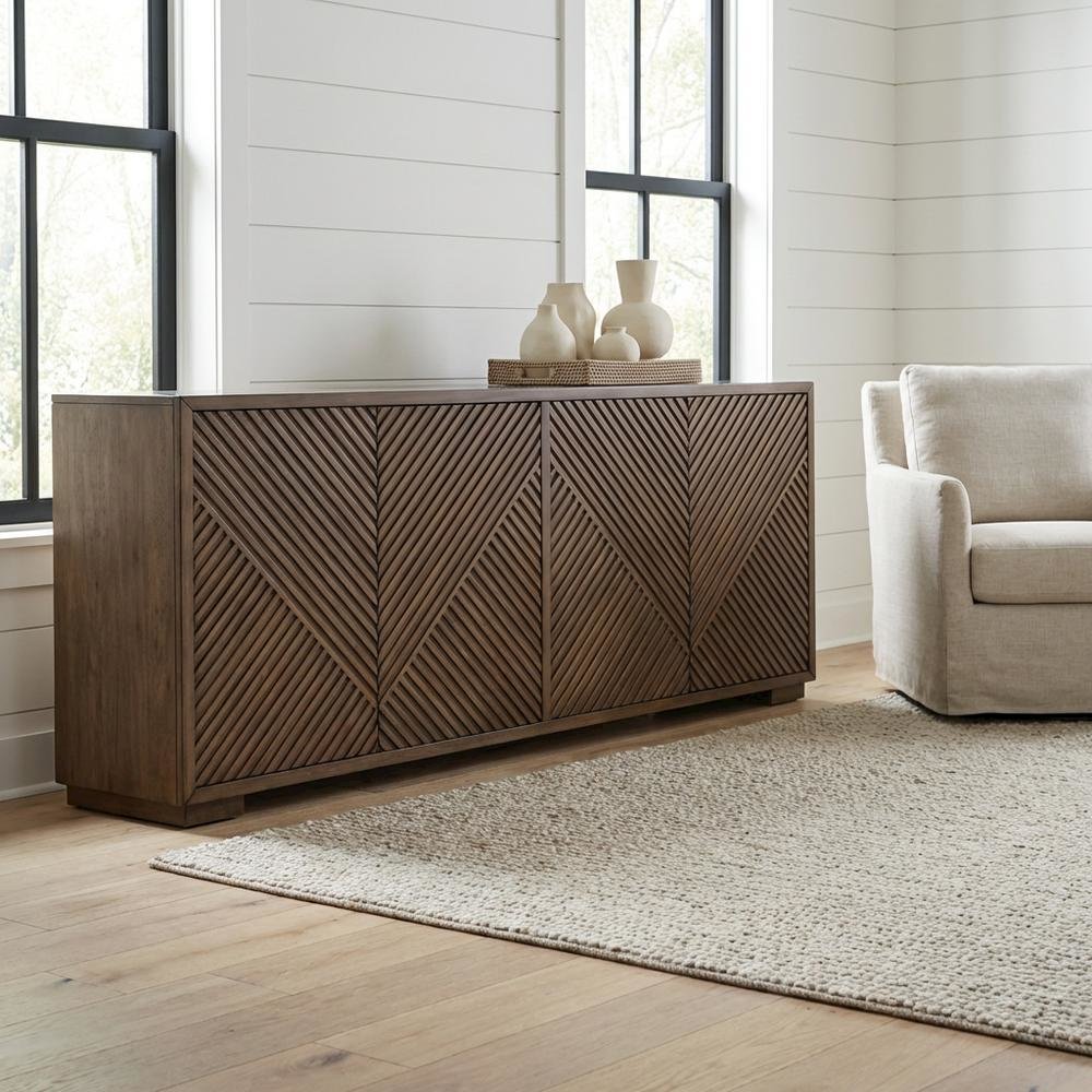 Urban Bronze TV Console in Poplar Solids & Walnut Veneers